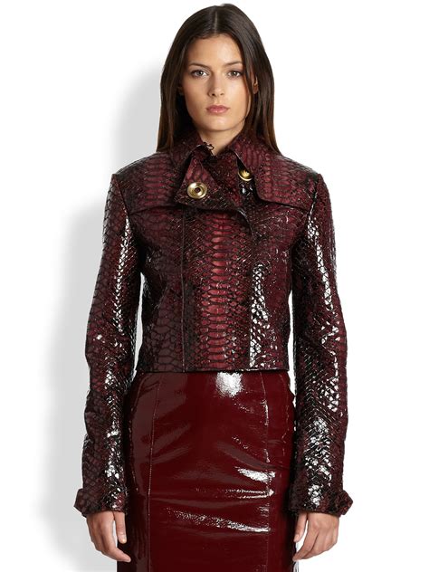 burberry red leather jacket|Burberry python jacket cropped sale.